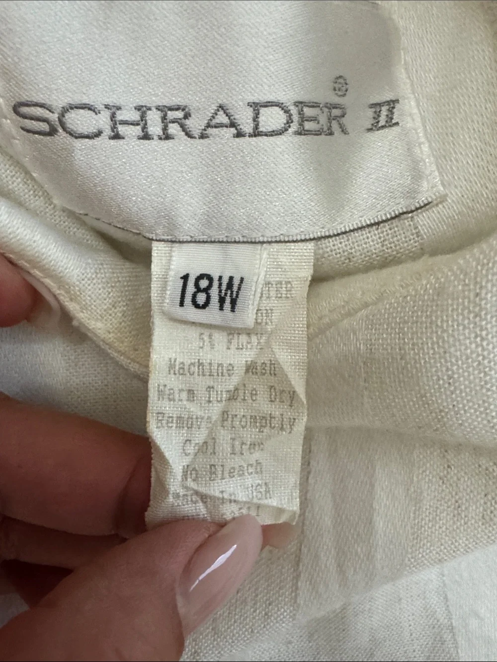 SCHRADER II Vintage white/cream Striped Midi Dress 80s Cotton Button Down Sz 18W